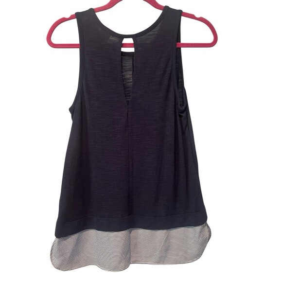 J Crew Drapey Tank Top Navy Blue With Stripe Pattern Silky Hem Size XS - Picture 2 of 5
